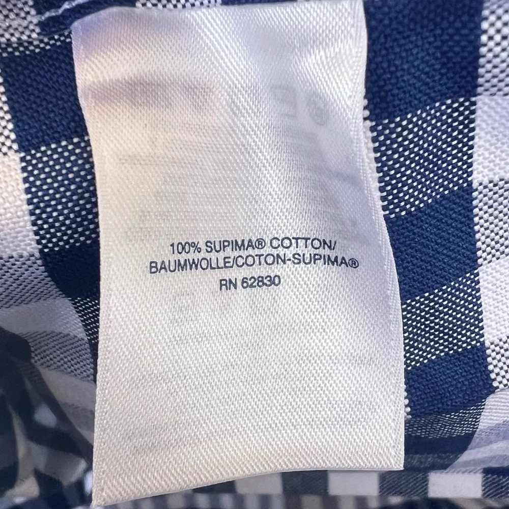 Lands’ End 15 1/2-32 Traditional Fit Navy Checked Button Long Sleeve Dress Shirt
